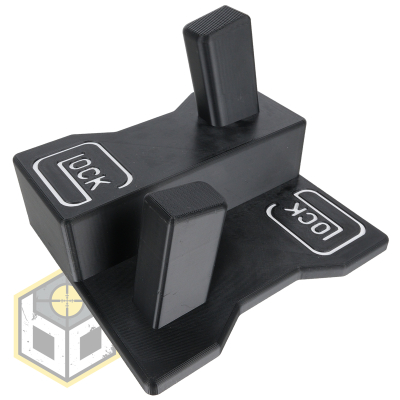 Twin Display Glock Pistol Stand with White Logos