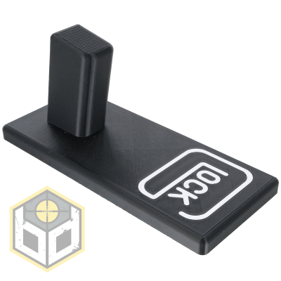 Glock Pistol Stand Black with White Logo
