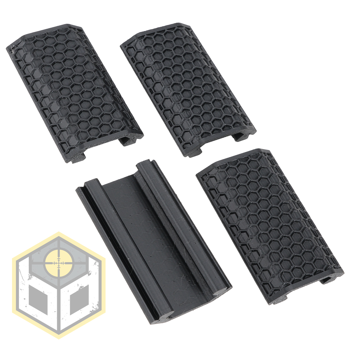 Picatinny Rail Covers Hex Texture Design 4 Black