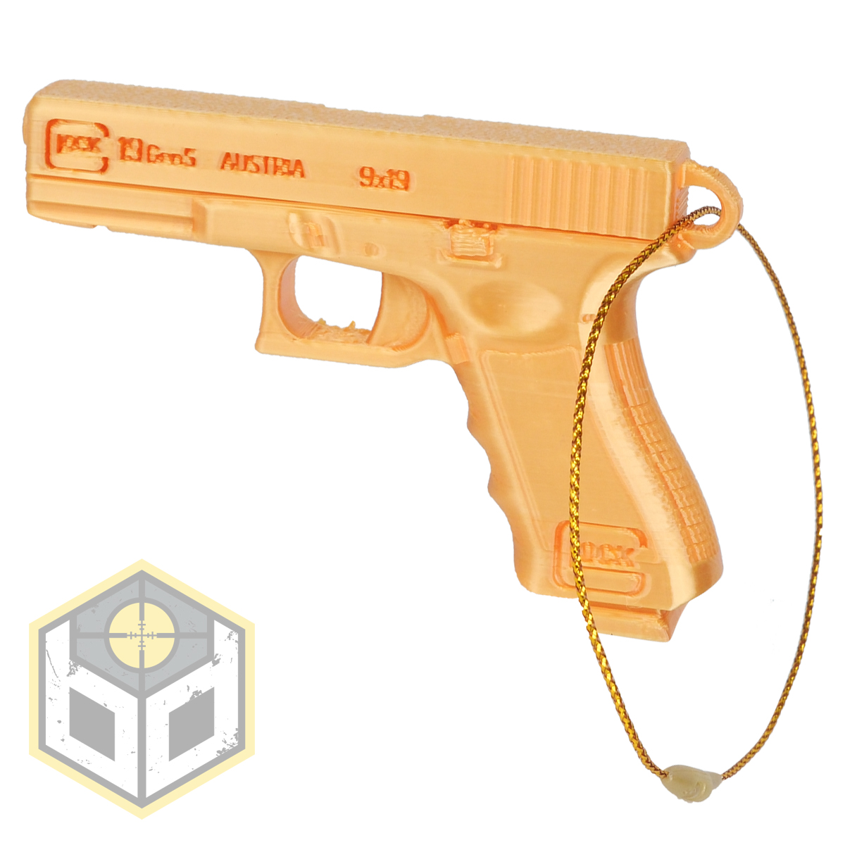 Christmas Tree Glock Pistol Decoration Gold 2