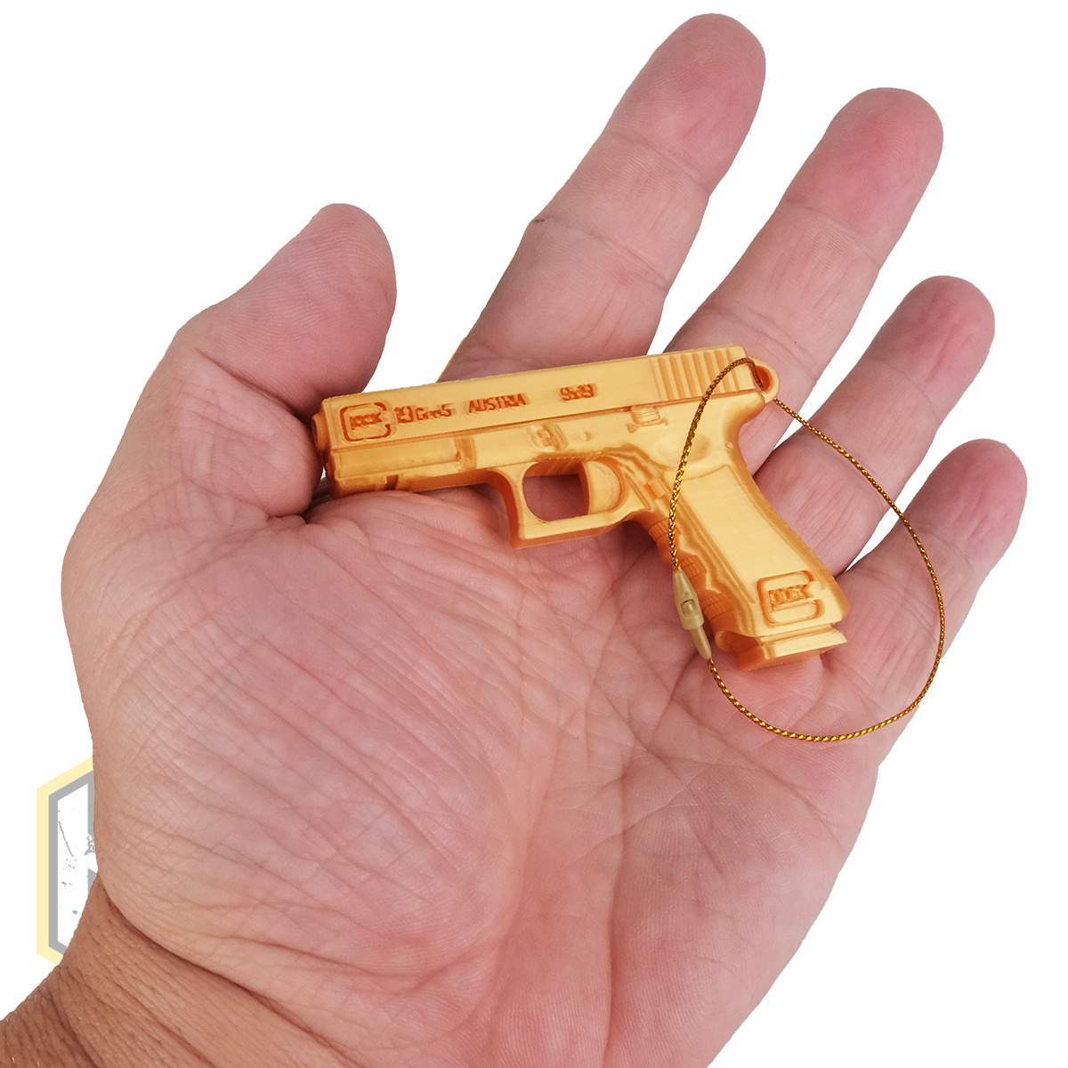 Christmas Tree Glock Pistol Decoration Gold H1