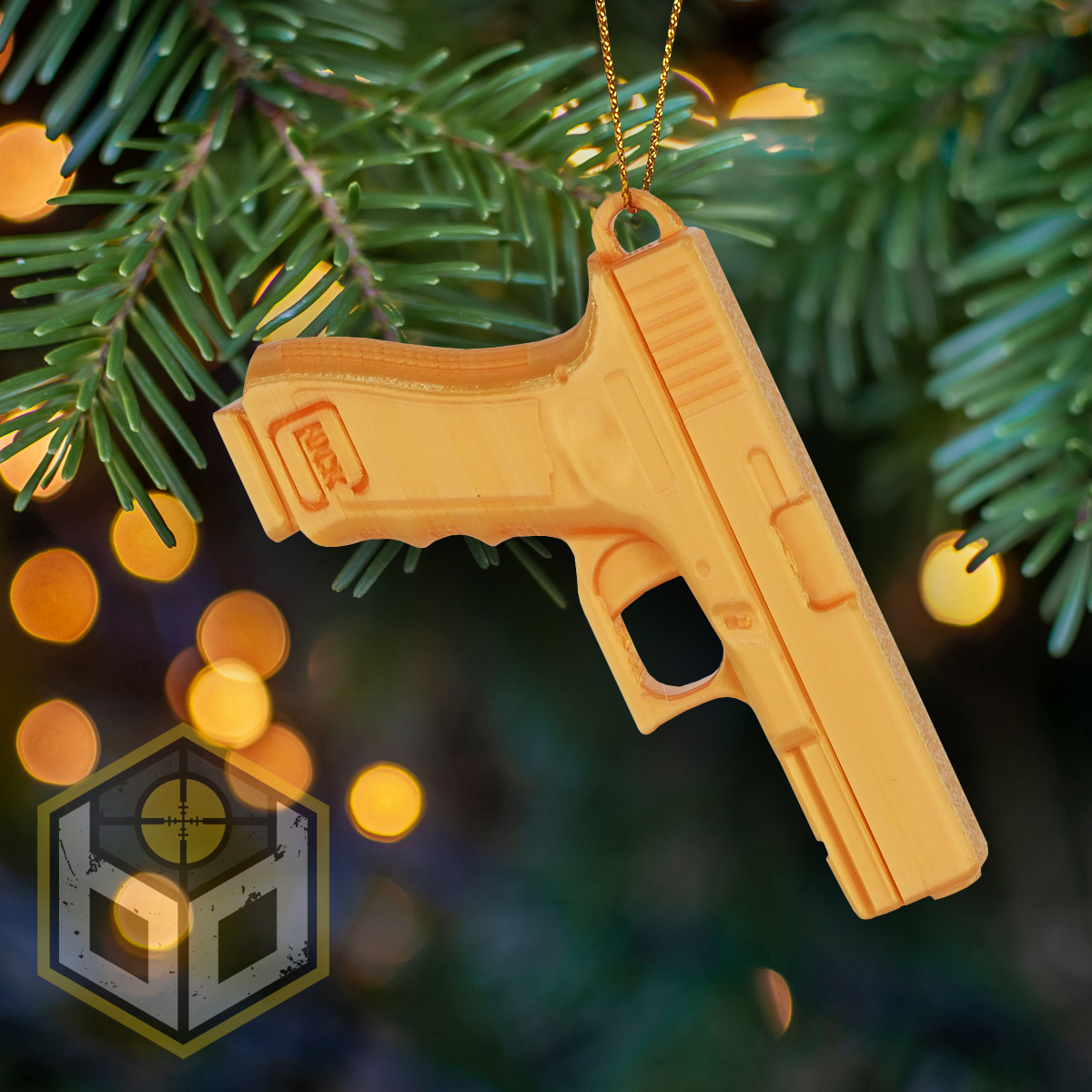 Chrisytmas Tree Decoration Glock Pistol Gold 1