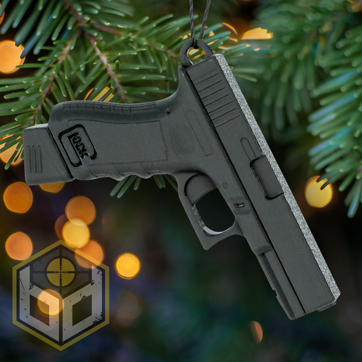 Chrisytmas Tree Decoration Silver Pistol Black Ex Mag 1