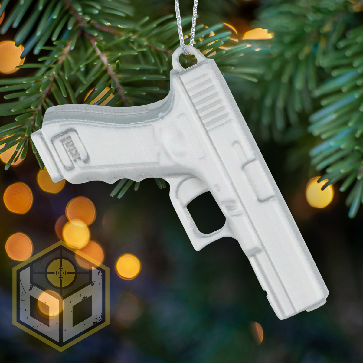 Chrisytmas Tree Decoration Silver Pistol Gold 1
