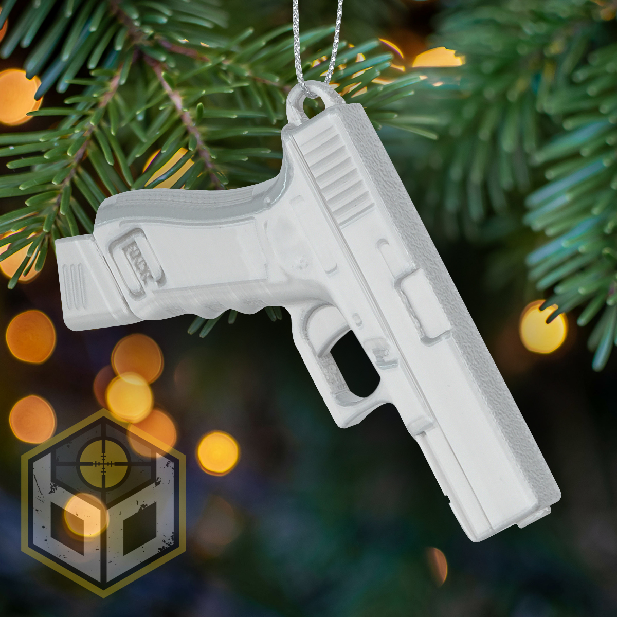 Chrisytmas Tree Decoration Silver Pistol Gold Ex Mag 1