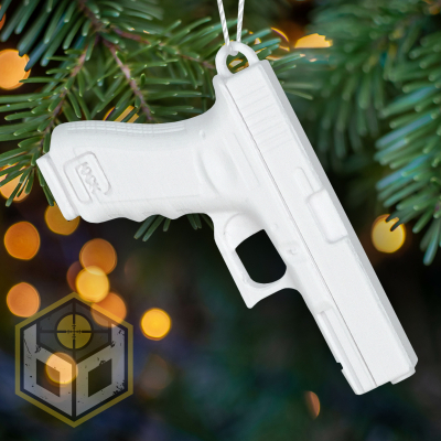 Chrisytmas Tree Decoration Silver Pistol White 1