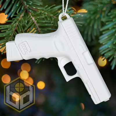 Chrisytmas Tree Decoration Silver Pistol White Ex Mag 1