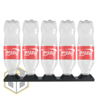Shooting Target for Air Guns - 5 Pop/Cola Bottle Stand Black