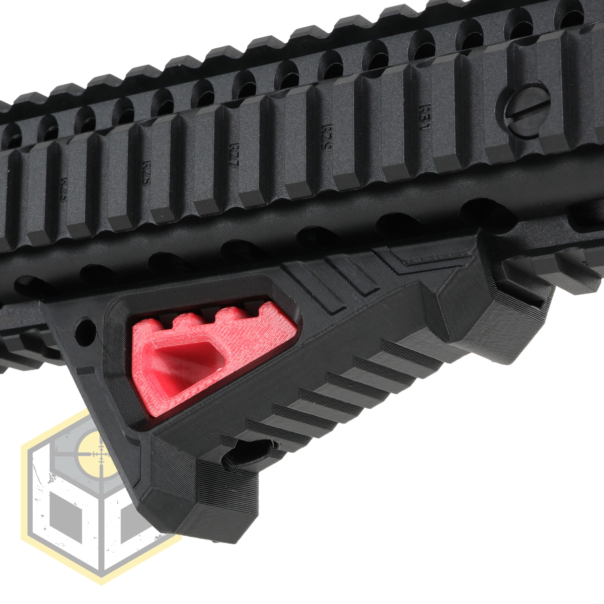 AFG Stubby Picatinny Rail Angled Foregrip Easy Fit Black with Red Insert