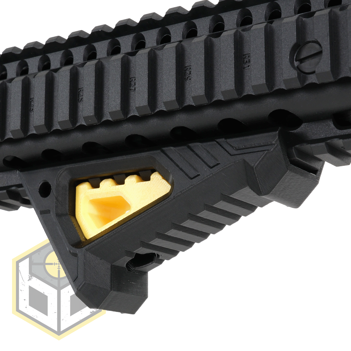 AFG Stubby Picatinny Rail Angled Foregrip Easy Fit Black with Yellow Insert