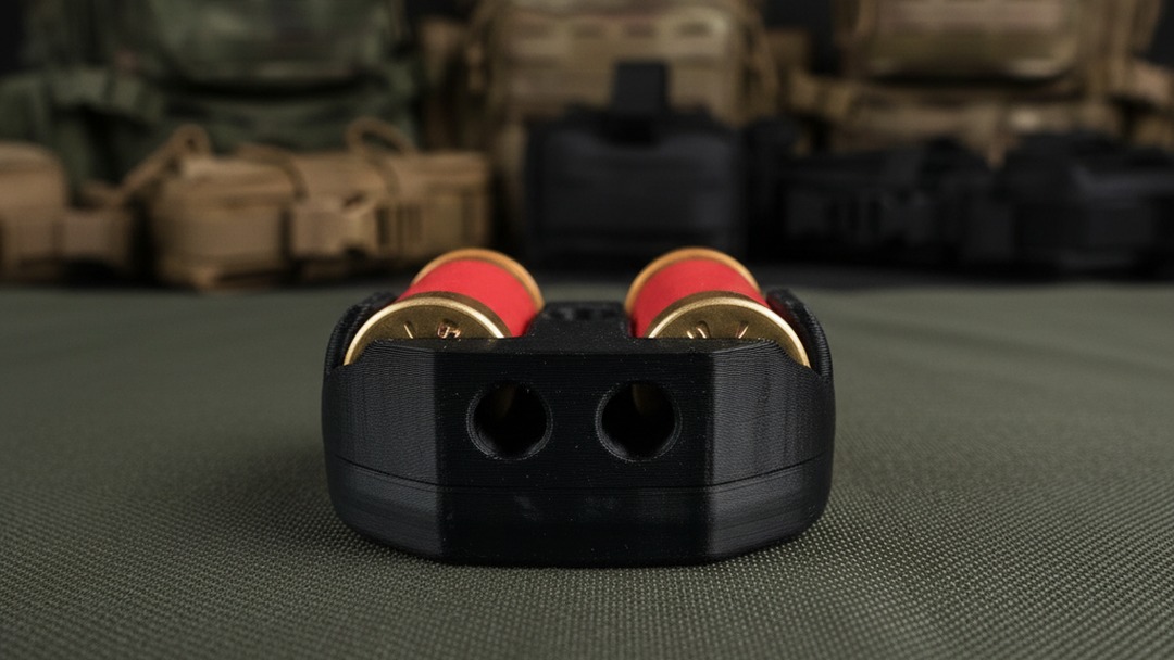 Top-down view of the M-LOK MatchSaver dual shell holder showing the two side-by-side M-LOK mounting holes